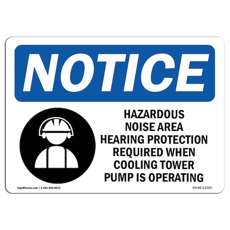 Signmission Sign, 12" H, 18" W, Aluminum, Hazardous Noise Area Hearing Sign, Landscape, 1218-L-13320 OS-NS-A-1218-L-13320